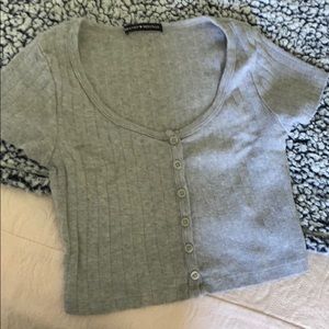 Crop too grey button up shirt